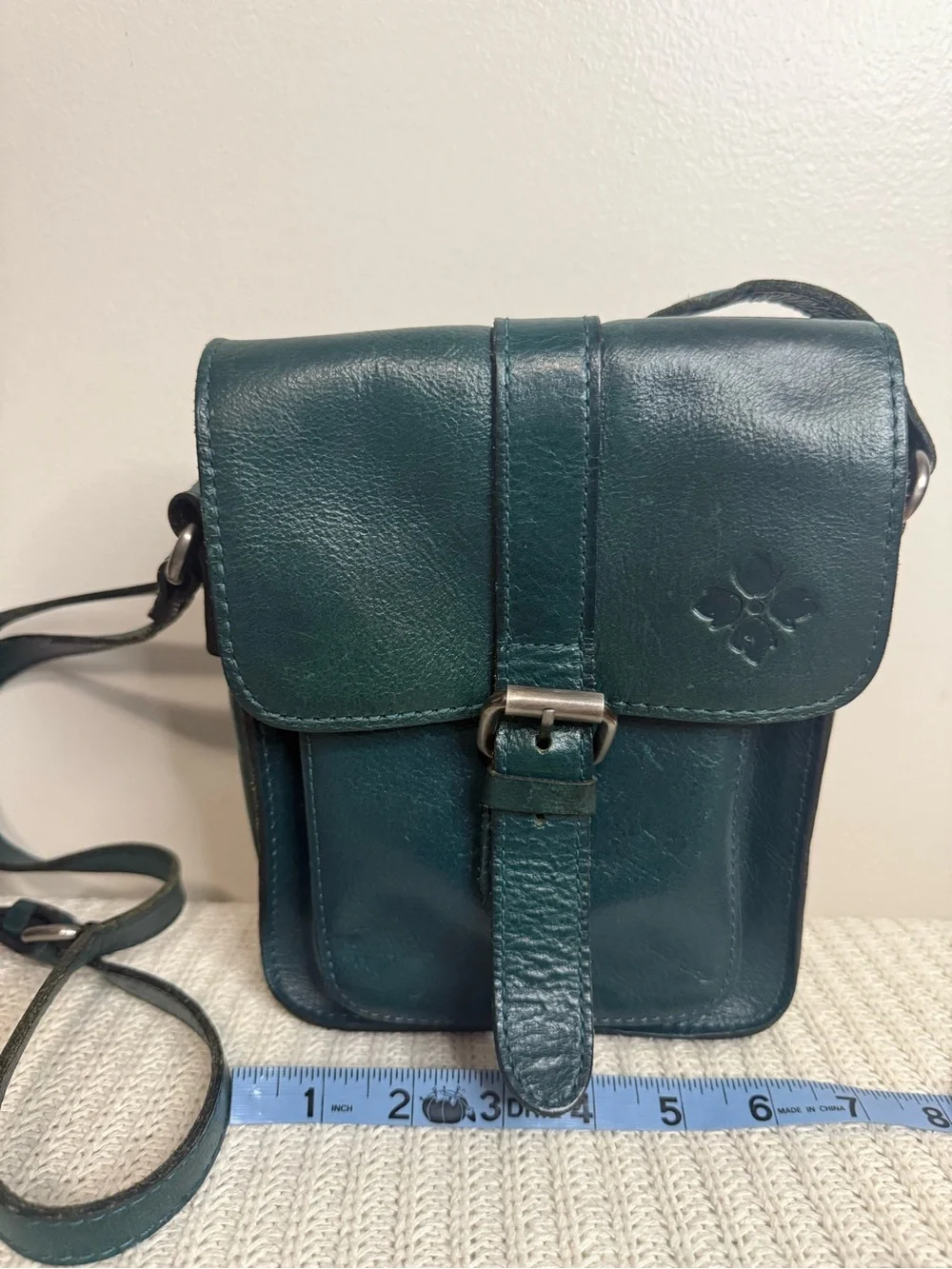 Patricia Nash dark green/blue Leather Crossbody Bag - Adjustable Strap